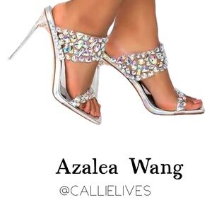 Callie Clearly Gems: PVC Iridescent Stud&Stone Glass Slipper Silver Stiletto 7.5